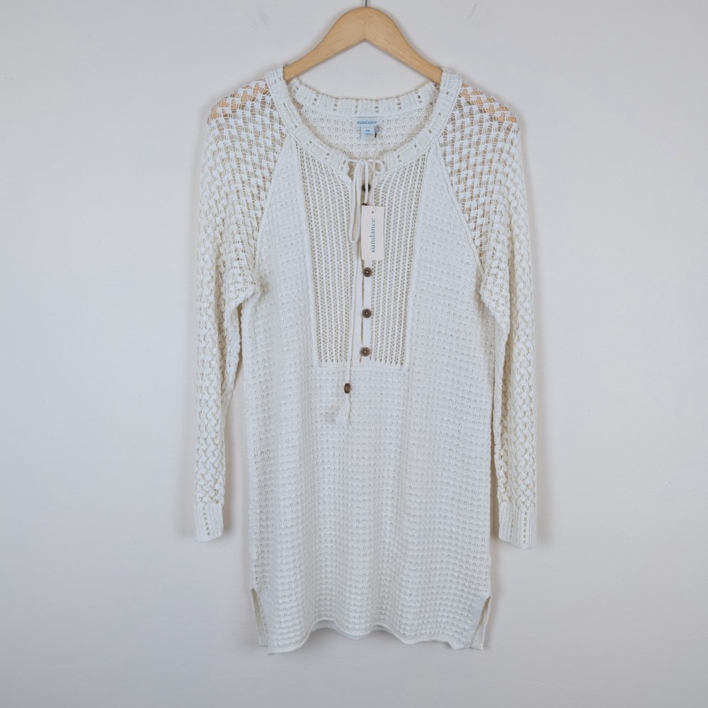 Sundance Crochet Swim Cover Medora Dress Linen Cotton NWT